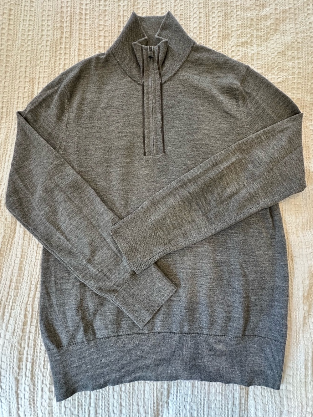Men’s Banana Republic Quarter Zip Sweater Merino Wool Blend Gray Size M